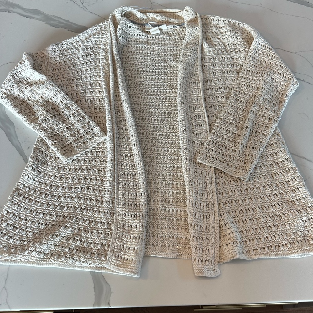 H&M Cream Open-Knit Cardigan